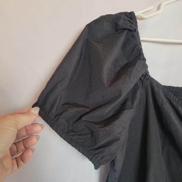 NWT Rue 21 Black Festival Lace Front Crop Top Balloon Sleeve Women's Size 2X - Picture 2 of 11